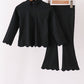 Black scallped zipper active set