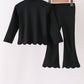 Black scallped zipper active set