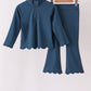 Navy scallped zipper active set