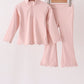 Pink scallped zipper active set
