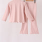 Pink scallped zipper active set