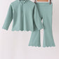 Sage scallped zipper active set