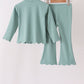 Sage scallped zipper active set
