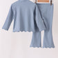 Dusty slate blue scallped zipper active set