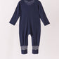 Navy zipper bamboo anti-slip romper