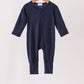 Navy zipper bamboo romper