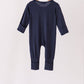 Navy zipper bamboo romper