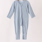 Blue zipper bamboo anti-slip romper