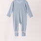 Blue zipper bamboo anti-slip romper