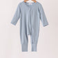 Blue zipper bamboo romper