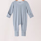 Blue zipper bamboo romper