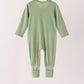 Green zipper bamboo anti-slip romper