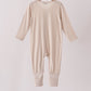 Beige zipper bamboo anti-slip romper