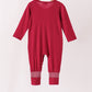 Burgundy ruffle zipper bamboo anti-slip romper – view 5
