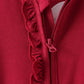 Burgundy ruffle zipper bamboo romper – view 2