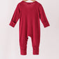 Burgundy ruffle zipper bamboo romper – view 5