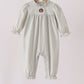 Sage turkey embroidery ruffle romper