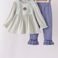 Sage turkey embroidery ruffle pants set