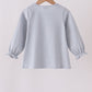 Sage turkey embroidery stripe top