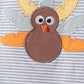 Sage turkey embroidery stripe top