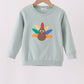 Sage turkey embroidery top