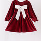 Maroon velvet bow dress