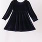 Navy velvet bow dress