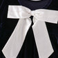 Navy velvet bow dress