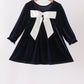 Navy velvet bow dress