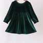 Green velvet bow dress