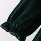 Green velvet bow dress