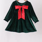 Green velvet bow dress