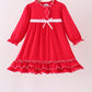 Red bow ruffle dress