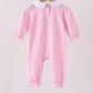 Pink turkey embroidery stripe romper