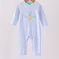 Blue turkey embroidery stripe romper