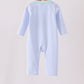 Blue turkey embroidery stripe romper