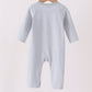 Sage turkey embroidery stripe romper