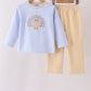 Blue turkey embroidery pants set