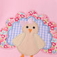 Pink turkey embroidery scalloped pants set