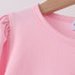 Pink turkey embroidery scalloped pants set