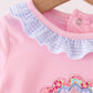Pink turkey embroidery ruffle romper