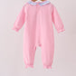 Pink turkey embroidery ruffle romper