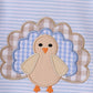 Blue turkey embroidery stripe romper