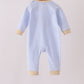 Blue turkey embroidery stripe romper