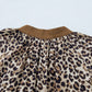 Brown Plus Size Leopard Print Crinkled Colorblock Patchwork V Neck Blouse