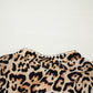 Khaki Plus Size Leopard Print Stitch Detail Ruffled Short Sleeve Blouse