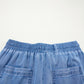 Beau Blue Drawstring Elastic Waist Pocketed Loose Denim Pants
