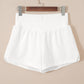 White Solid Color Ribbed Patchwork High Waist Athletic Shorts
