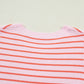 Pink Stripe Textured Knit Sleeveless Casual Sweater Top