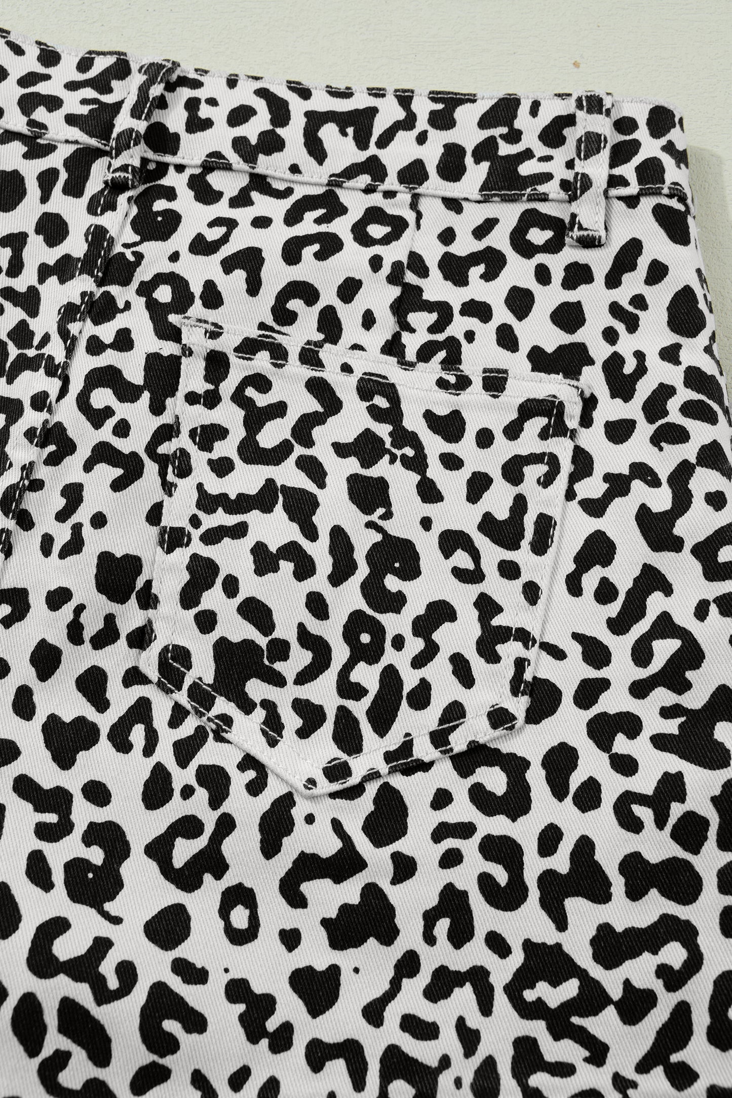 Brown Leopard Print Button Overlap Denim Shorts